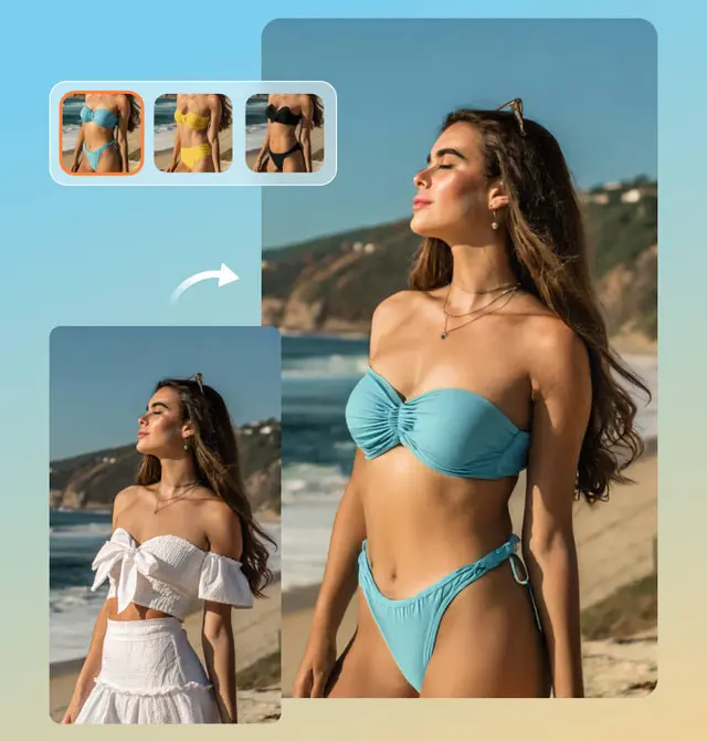 AI outfit changer example: new clothing rendered naturally on a real photo